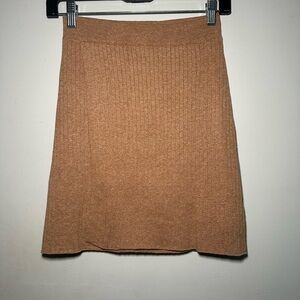 Free People Tan Knit Ribbed Faux Wrap Mini Skirt Size Small